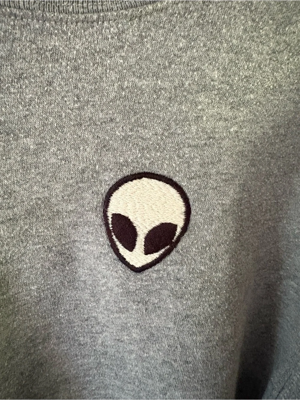 Gray Cropped Alien Patch Sweatshirt - Picture 2 of 4
